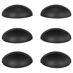 Lot 6 poignées de meuble demi-ronde GoodHome Armel mat noir l.79mm x l.28mm x H. 26mm entraxe 64mm