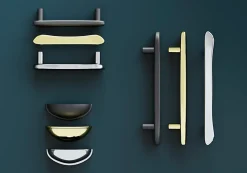 Lot 6 poignées de meuble demi-ronde GoodHome Armel mat noir l.79mm x l.28mm x H. 26mm entraxe 64mm
