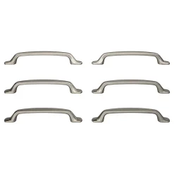 Lot 6 poignées de meuble nœud GoodHome Govlin aluminium effet nickel satin gris l.164mm x l.20mm x H. 24mm entraxe 128mm