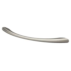 Lot 6 poignées de meuble nœud GoodHome Primel effet nickel satin gris l.160mm x l.9mm x H. 27mm entraxe 128mm