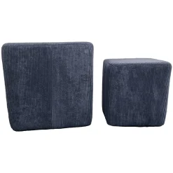 Lot 2 poufs Vintage velours bleu marine navy l.36 x H.35 cm + l.26 cm x H.27 cm