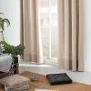 Lot 2 Rideaux Chinés avec Œillets, beige sable, 135x240cm, Collection Dune, CMADECO