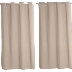 Lot 2 Rideaux Chinés avec Œillets, beige sable, 135x240cm, Collection Dune, CMADECO