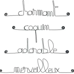 Lot BOY - Adorable Charmant Coquin Merveilleux - Sculpture fil de fer 40-50 cm - Bijoux de mur