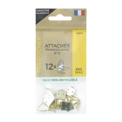 Lot de 12 attaches triangulaires 12 mm pour 3 kg - Marque Française