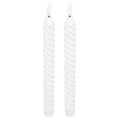 Lot de 2 bougies bâton LED twist Aloe H.22cm blanc - Atmosphera