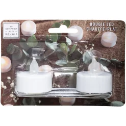 Lot de 2 bougies chauffe - plat LED - blanc D4 - Atmosphera