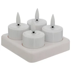 Lot de 4 bougies chauffe-plats LED rechargeables Aitor blanc - Atmosphera