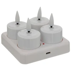 Lot de 4 bougies chauffe-plats LED rechargeables Aitor blanc - Atmosphera