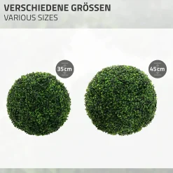 Lot de 2 boules de buis plantes en plastique ML-Design 45 cm de diamétre aspect naturel réaliste