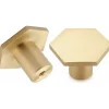 Lot de 10 boutons de meuble en laiton brossé, dorés, pour tiroirs et armoires, 26 x 24 mm (hexagonaux)