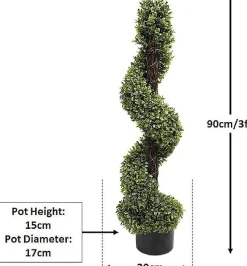 Lot de 2 Buis Artificiels en Spirale Topiaire 90 cm