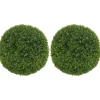 Lot de 2 buis artificiels topiaires artificielles en forme de boule dia. 40 cm PE vert