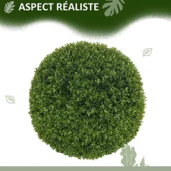Lot de 2 buis artificiels topiaires artificielles en forme de boule dia. 40 cm PE vert