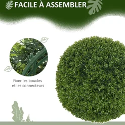 Lot de 2 buis artificiels topiaires artificielles en forme de boule dia. 40 cm PE vert
