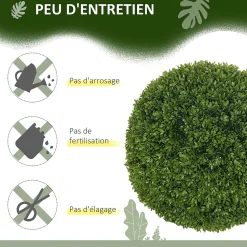 Lot de 2 buis artificiels topiaires artificielles en forme de boule dia. 40 cm PE vert