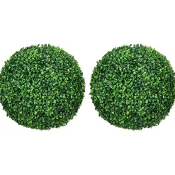 Lot de 2 buis artificiels topiaires artificielles en forme de boule dia. 40 cm PE vert