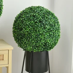 Lot de 2 buis artificiels topiaires artificielles en forme de boule dia. 40 cm PE vert
