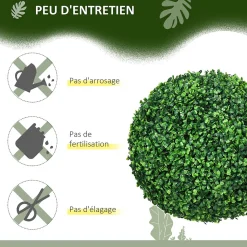 Lot de 2 buis artificiels topiaires artificielles en forme de boule dia. 40 cm PE vert