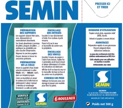 Lot de 2 Colle en Poudre pour Papiers Peints Vinyls et Intissés Semin, Boite de 300 g
