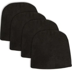 Lot de 4 coussins d'assise AZARA antidérapants noirs