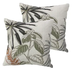 Lot de 2 Coussins déhoussables, carré 40x40cm, Multicouleur, Motif Jungle Tropical, Collection Mambo, CMADECO