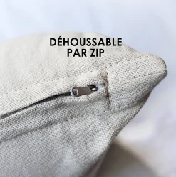 Lot de 2 coussins déhoussables, carré 60x60cm, turquoise, 100% coton, collection Panama, CMADECO
