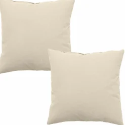 Lot de 2 coussins déhoussables, carré 60x60cm, écru, 100% coton, collection Panama, CMADECO