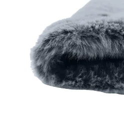 Lot de 2 coussins et 1 plaid en fausse fourrure gris givré doux - LEVY