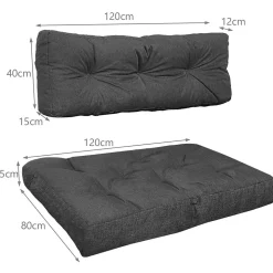 Lot de 2 Coussins pour palettes en bois gris VOUNOT