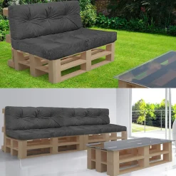 Lot de 2 Coussins pour palettes en bois gris VOUNOT