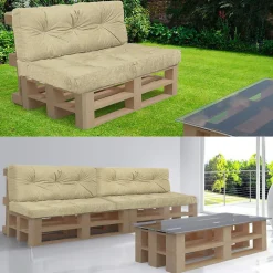 Lot de 2 Coussins pour palettes en bois beige VOUNOT