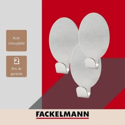 Lot de 3 crochets adhésifs universels ovales Fackelmann Tecno