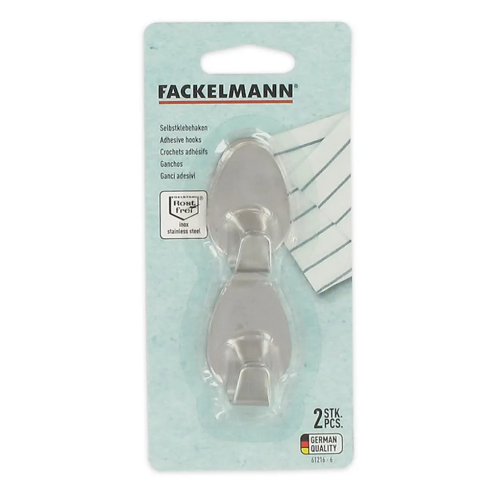 Lot de 2 crochets muraux adhésifs en inox Fackelmann Tecno