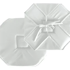 Lot de 4 galettes de chaise à rabat, 40x40 cm, blanc, avec nouettes, 100% polyester certifié oeko-tex, collection Basic, CMADECO
