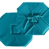 Lot de 4 galettes de chaise à rabat, 40x40 cm, bleu canard, nouettes, 100% polyester certifié oeko-tex, Basic, CMADECO