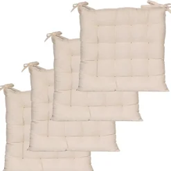 Lot de 4 galettes de chaise carrées bicolores 40x40cm en Beige et Gris, DYLREV