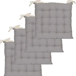 Lot de 4 galettes de chaise carrées bicolores 40x40cm en Beige et Gris, DYLREV