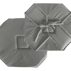 Lot de 4 galettes de chaise à rabat, 40x40 cm, gris clair, avec nouettes, 100% polyester certifié oeko-tex, Basic, CMADECO