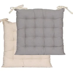 Lot de 6 galettes de chaise bicolores 40x40cm - Beige et Gris, Confort et Élégance DYLREV