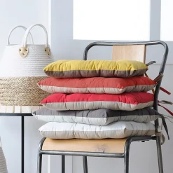 Lot de 4 galettes de chaise 16 points 40x40 Duo gris perle coton