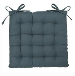 Lot de 2 galettes de chaise en coton coloris orage, 38 x 38 cm
