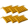 Lot de 6 galettes piquées, carré 38x38cm, jaune moutarde, avec nouettes, 100% coton, collection Panama, CMADECO