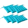 Lot de 6 galettes piquées, carré 38x38cm, turquoise, avec nouettes, 100% coton, collection Panama, CMADECO