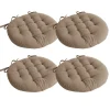 Lot de 4 galettes piquées, ronde 38cm, beige naturel, avec nouettes, 100% coton, collection Panama, CMADECO