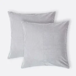 Lot de 2 housses de coussin en velours gris clair, 40 x 40 cm - HOMESCAPES