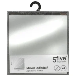 Lot de 4 Miroirs Carrés adhésifs 20x20cm - 5Five