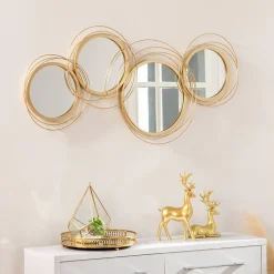 Lot de 4 miroirs ronds muraux dia. 30, 24, 21 cm crochet visserie incluse métal