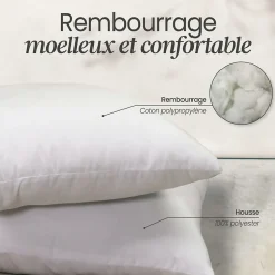 Lot de 4 oreillers, coussins de garnissage - 60 x 60 cm - Blanc - Vivezen