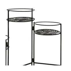 Lot de 3 portes plante en métal Leaf noir